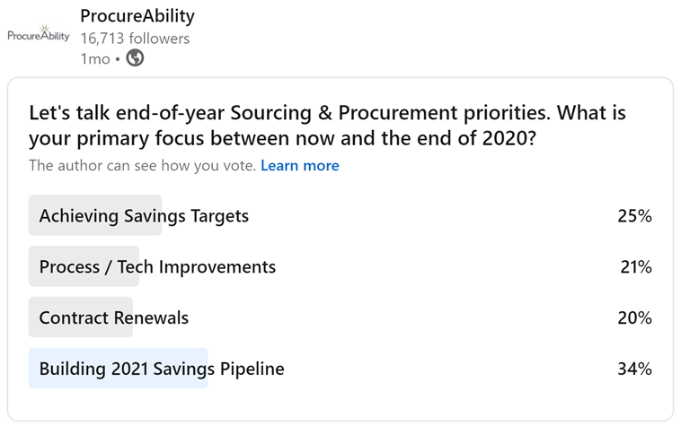 LinkedIn Sourcing and Procurement Priorities Poll 12-2020 | ProcureAbility