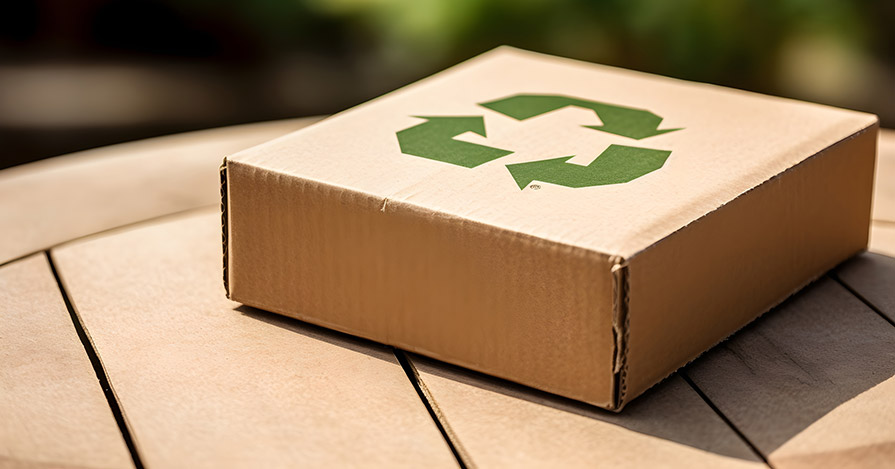 Image of a cardboard box with a recycling symbol