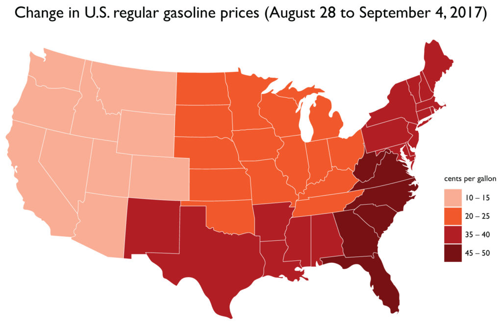 Change in U.S. gas prices