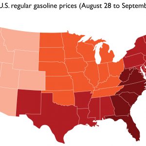 Change in US gas prices